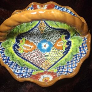 Colorful Ceramic Fruit Basket with Handle